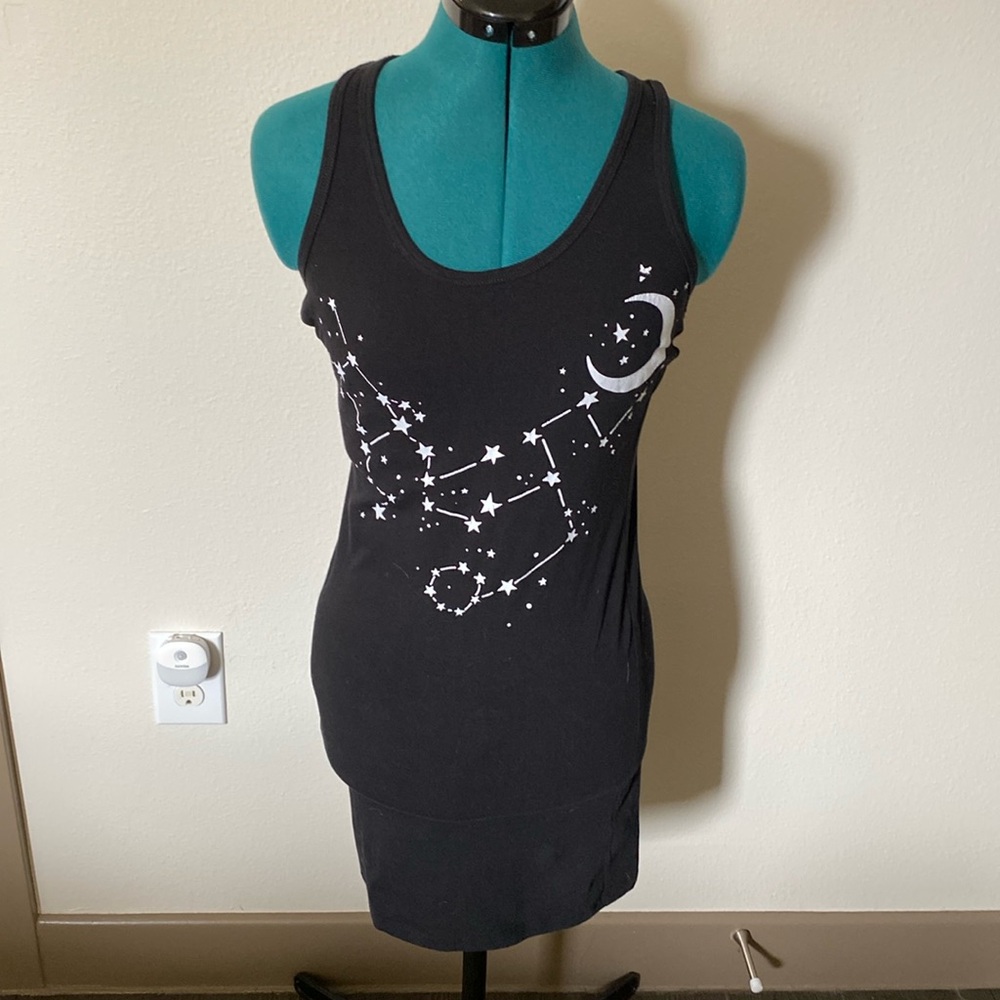 Zenana premium black and white constellation mini tank top dress